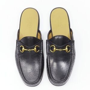 GUCCI Quentin Nero black leather gold Horsebit slip on loafer UK9 US10 EU43